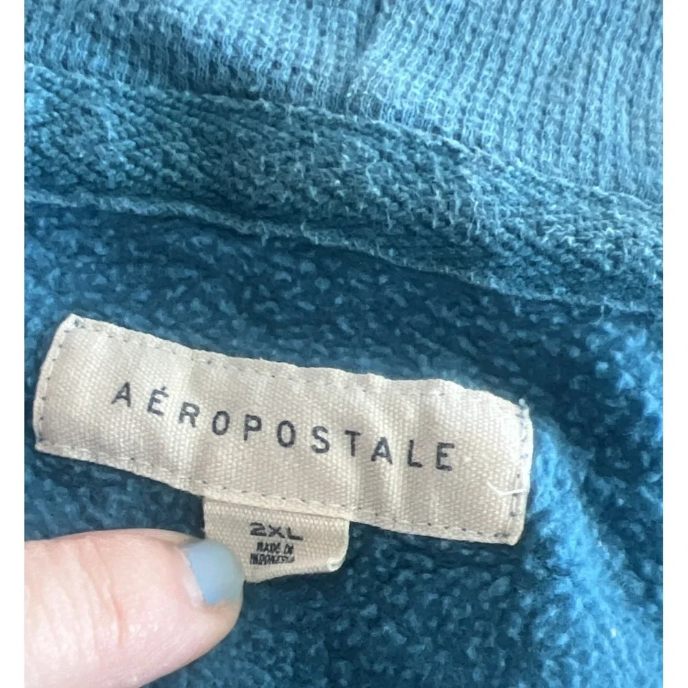 Vintage Aeropostale Full Zip Hoodie Turquoise Burgundy White‎ 2XL XXL Y2K
